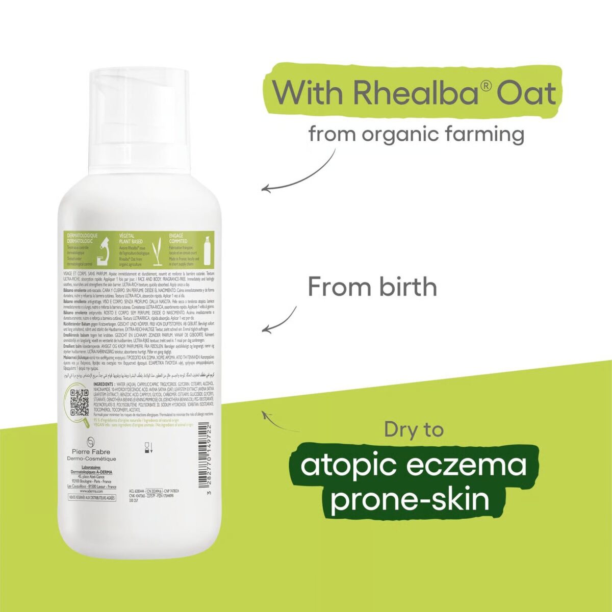 A-Derma Exomega Control Emollient Balm 400ml – Image 2