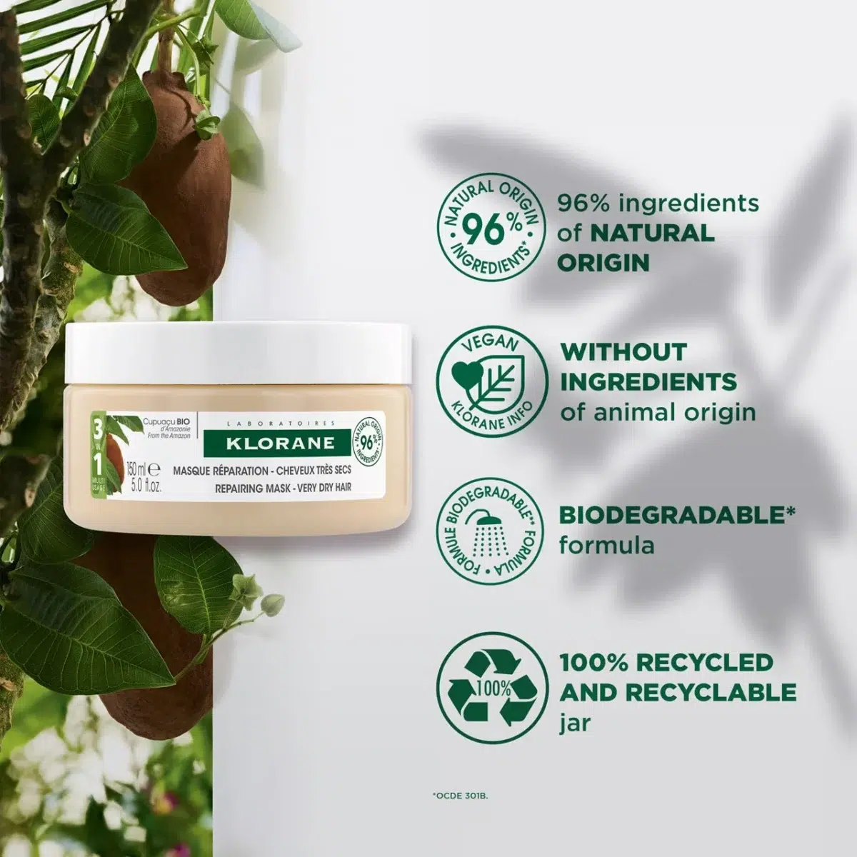 Klorane Nourishing & Repairing Organic Cupuaçu Butter Mask 150ml – Image 2