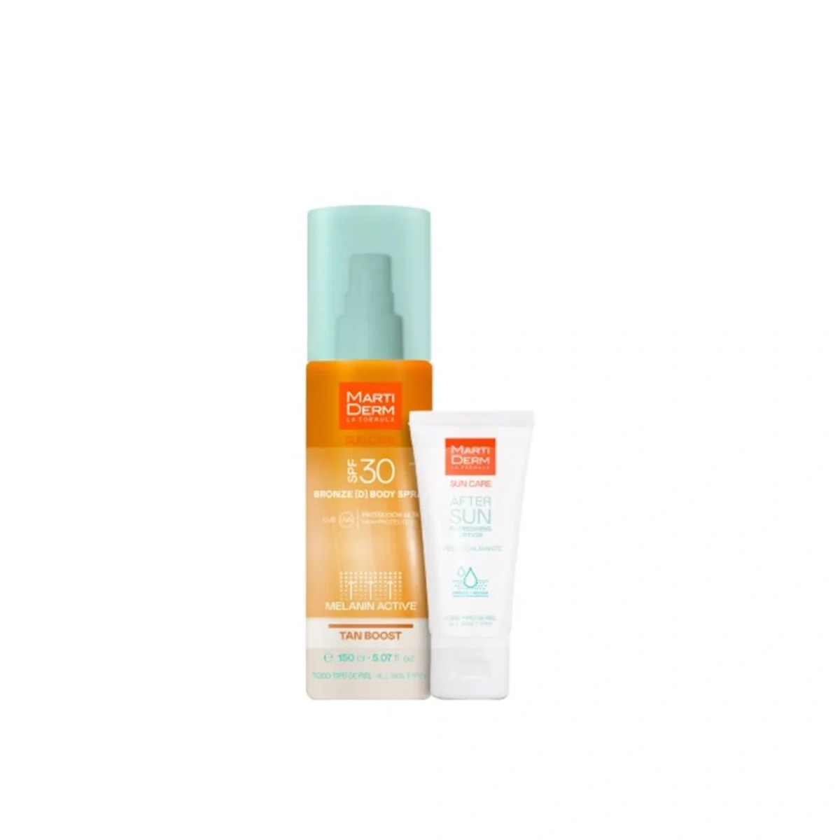Martiderm Sun Care Bronze (D) Body Spray SPF30 155ml + After Sun Refreshing Lotion 30ml – Image 1