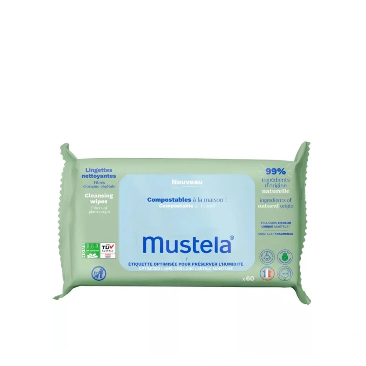 Mustela BIO Organic Cleansing Wipes x60 – Image 1