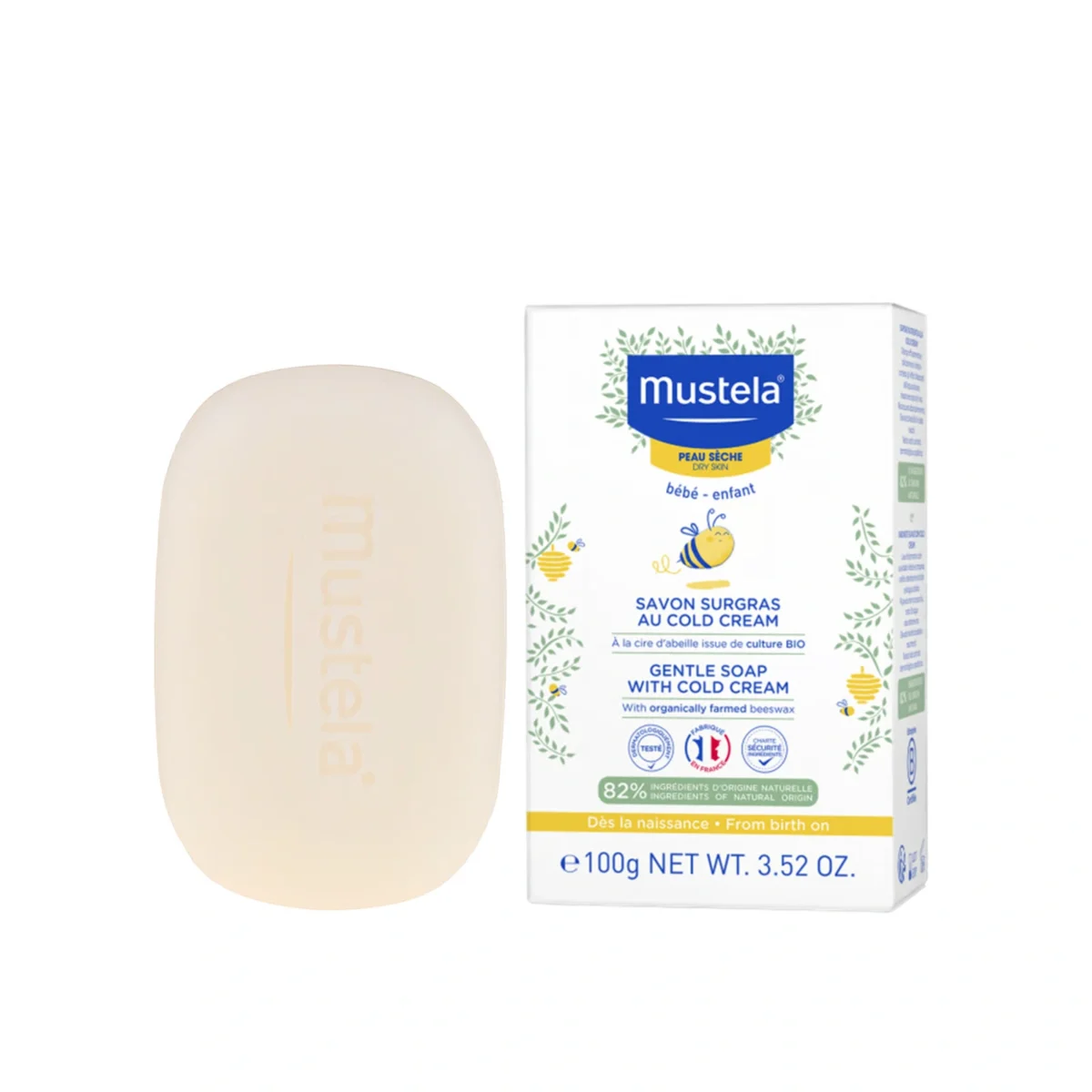 mustela-gentle-soap-with-cold-cream-for-dry-skin-100g_1 Mustela Gentle Soap With Cold Cream For Dry Skin 100g – Image 1